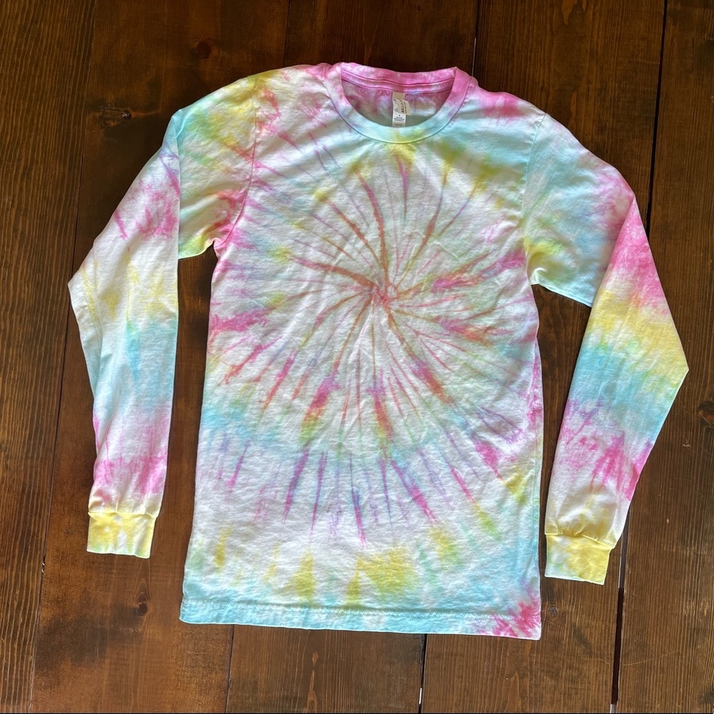 Rainbow tie dye soft cotton long sleeve shirt multi colored tie dye lounge shirt